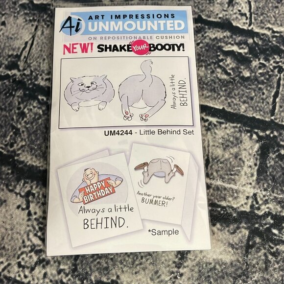Art Impressions LITTLE BEHIND Unmounted Stamps Shake Your Booty Cat UM4244 - Picture 5 of 7